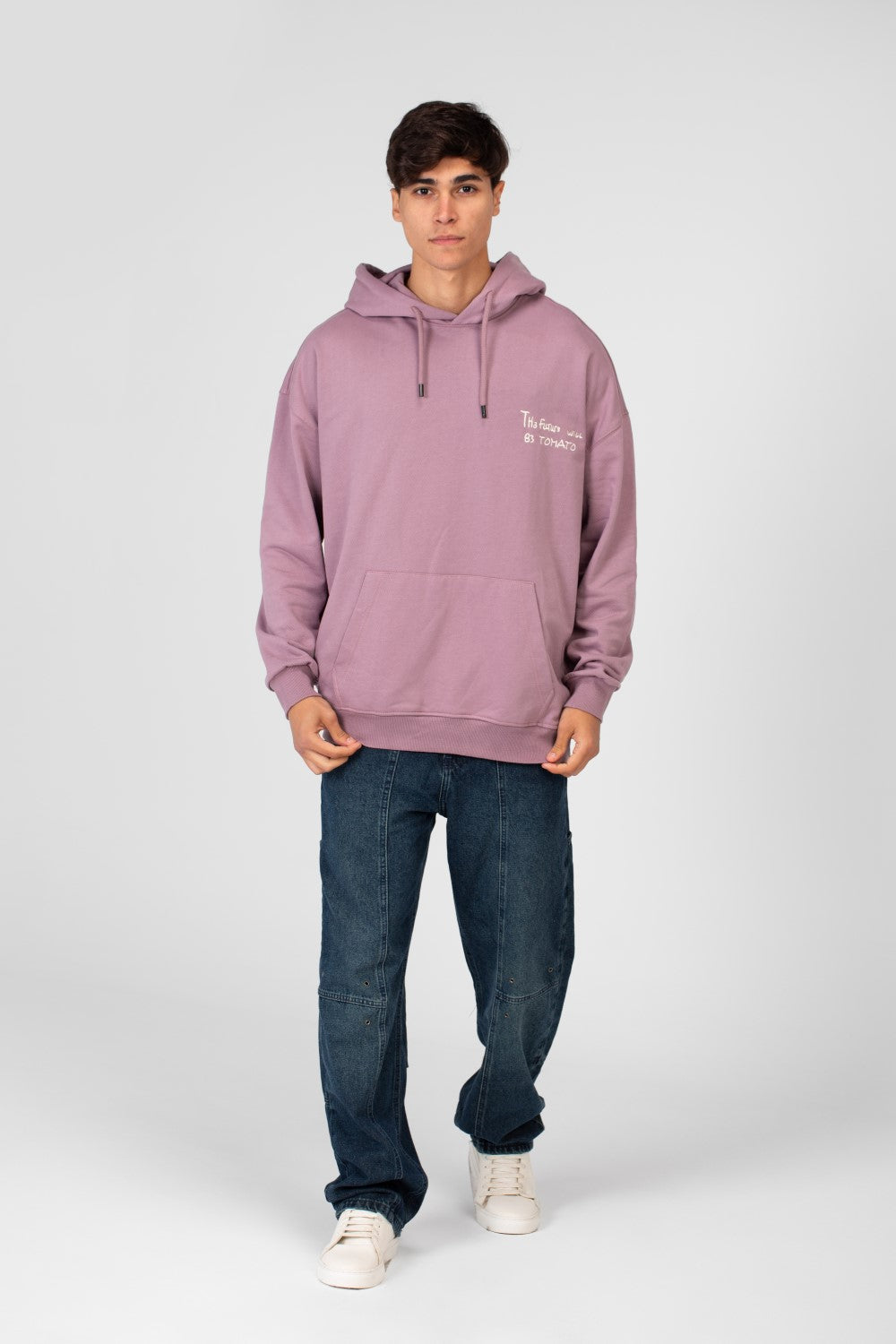 Men's Oversize Hoodie With Text Print On The Front And Back