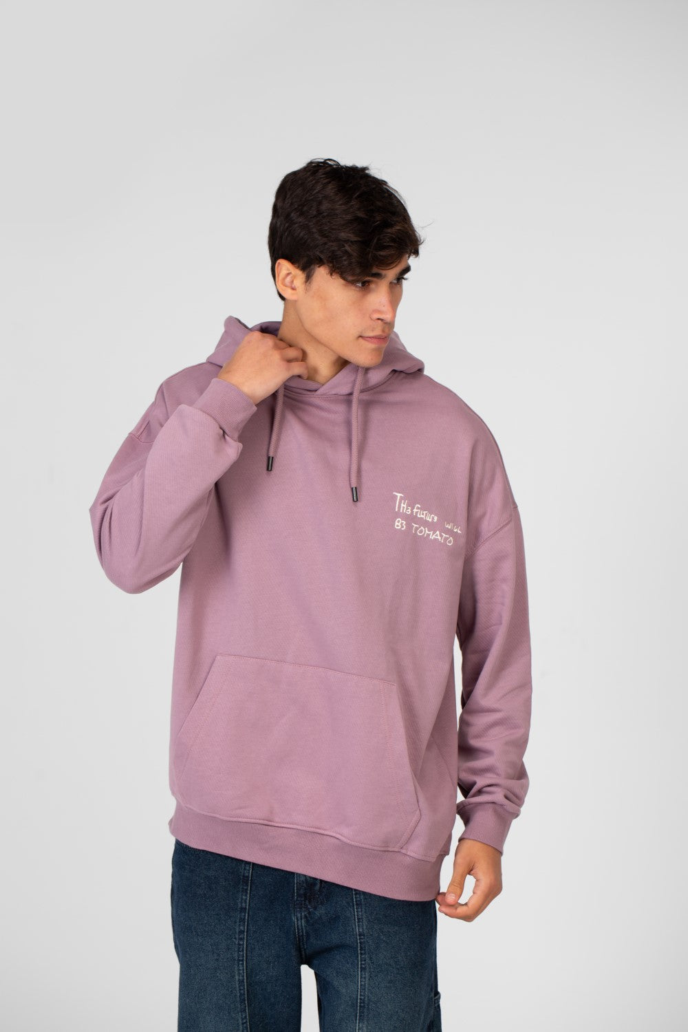 Men's Oversize Hoodie With Text Print On The Front And Back