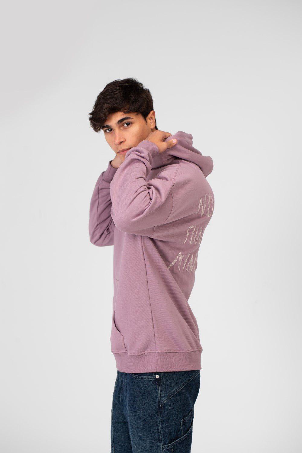 Men's Oversize Hoodie With Text Print On The Front And Back