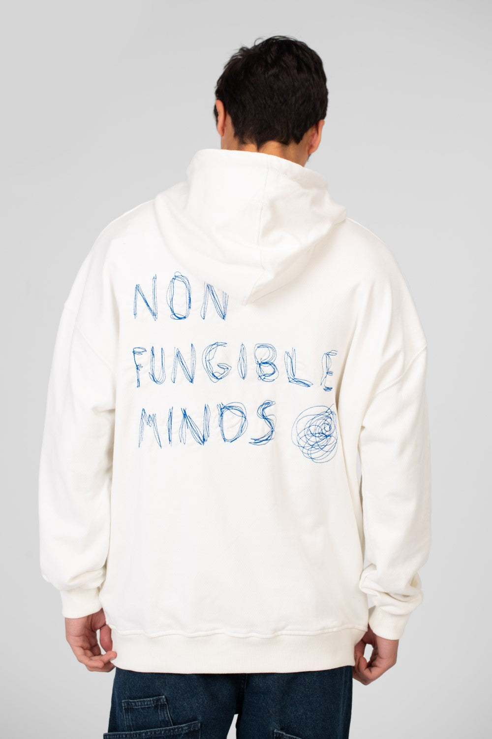 Men's Oversize Hoodie With Text Print On The Front And Back