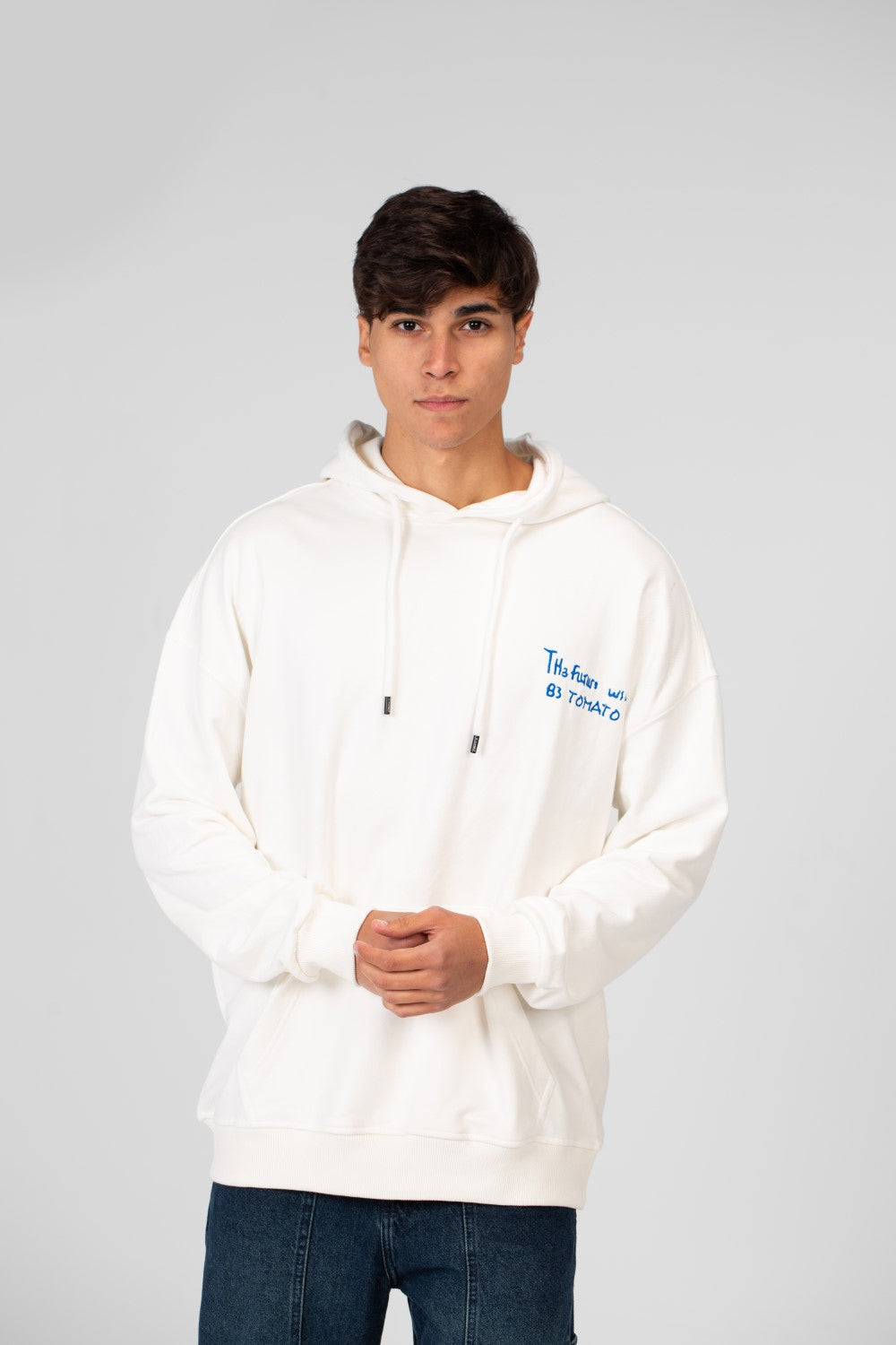 Men's Oversize Hoodie With Text Print On The Front And Back
