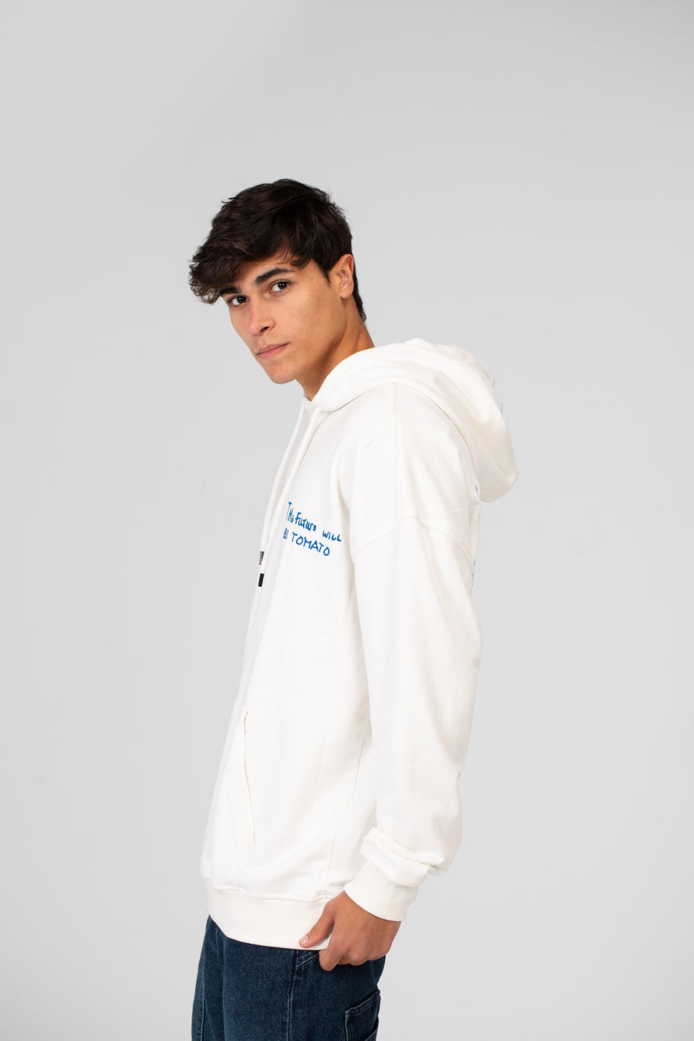 Men's Oversize Hoodie With Text Print On The Front And Back