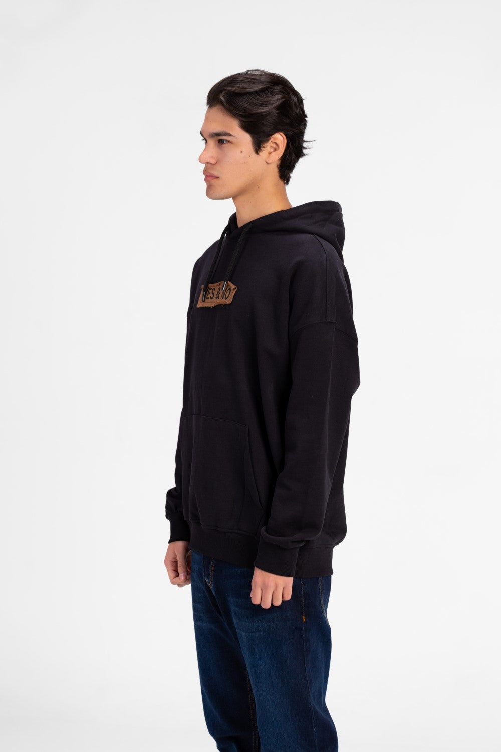 Men's Oversized Yes and No Print Hoodie Sweatshirt