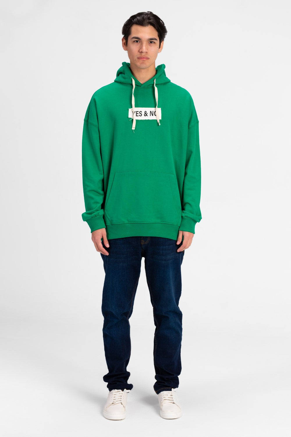 Men's Oversized Yes and No Print Hoodie Sweatshirt