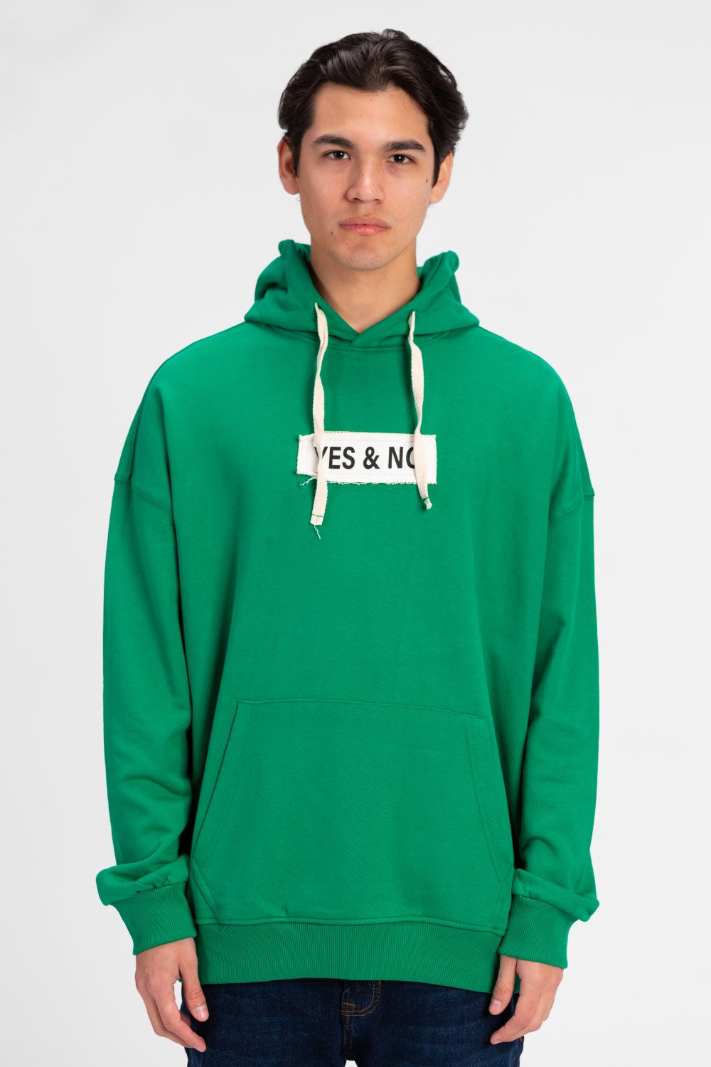 Men's Oversized Yes and No Print Hoodie Sweatshirt