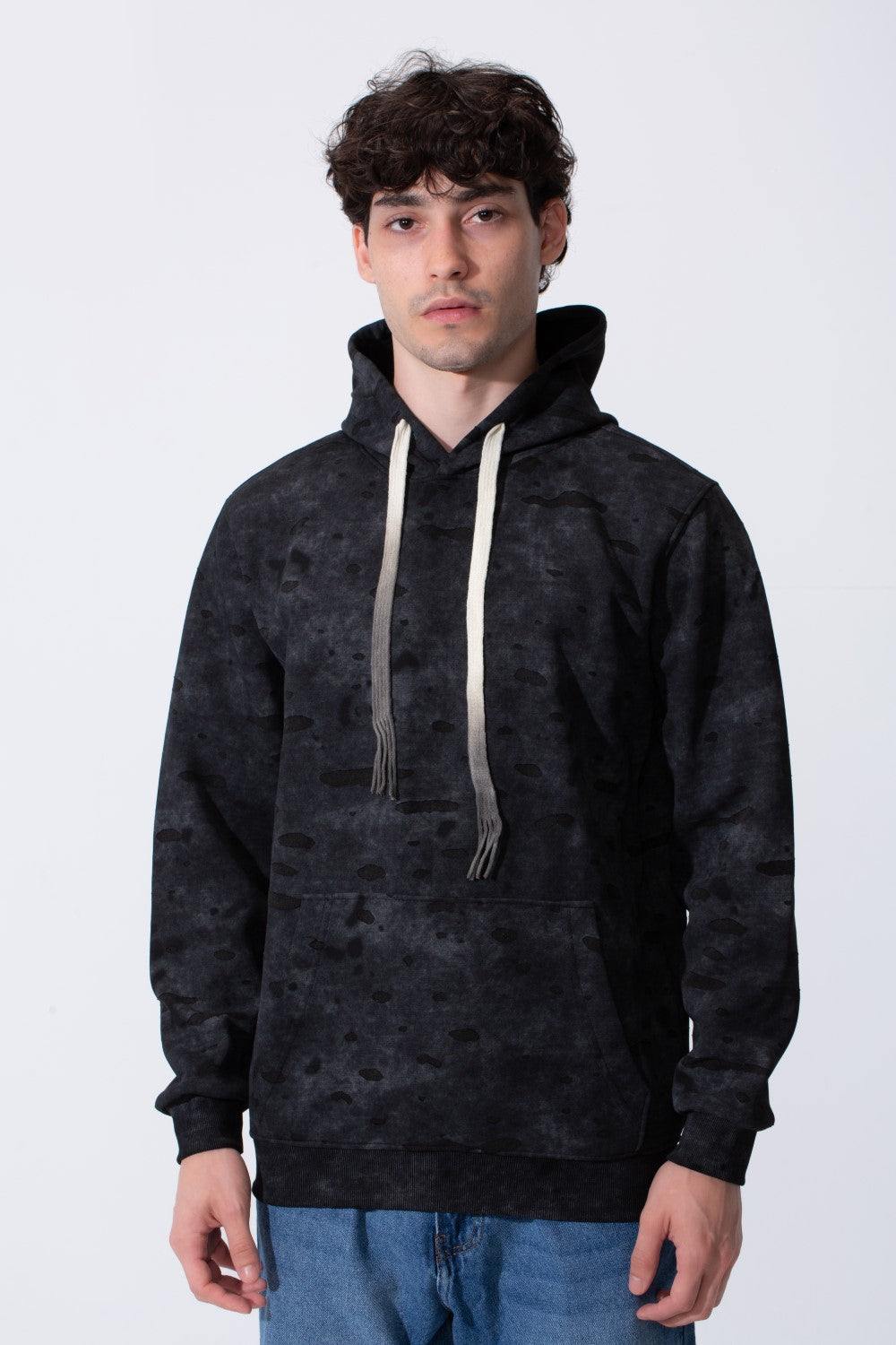 Men's Slim Fit Washed Hoodie Sweatshirt With A Front Kangaroo Pocket