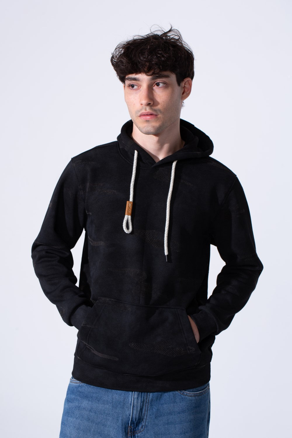 Men's Slim Fit Milton Tie Dye Hood Sweatshirt With Front Pocket And Long Sleeves