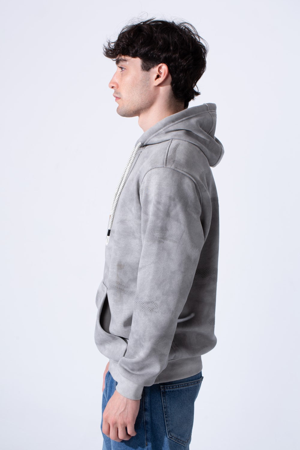 Men's Slim Fit Milton Tie Dye Hood Sweatshirt With Front Pocket And Long Sleeves