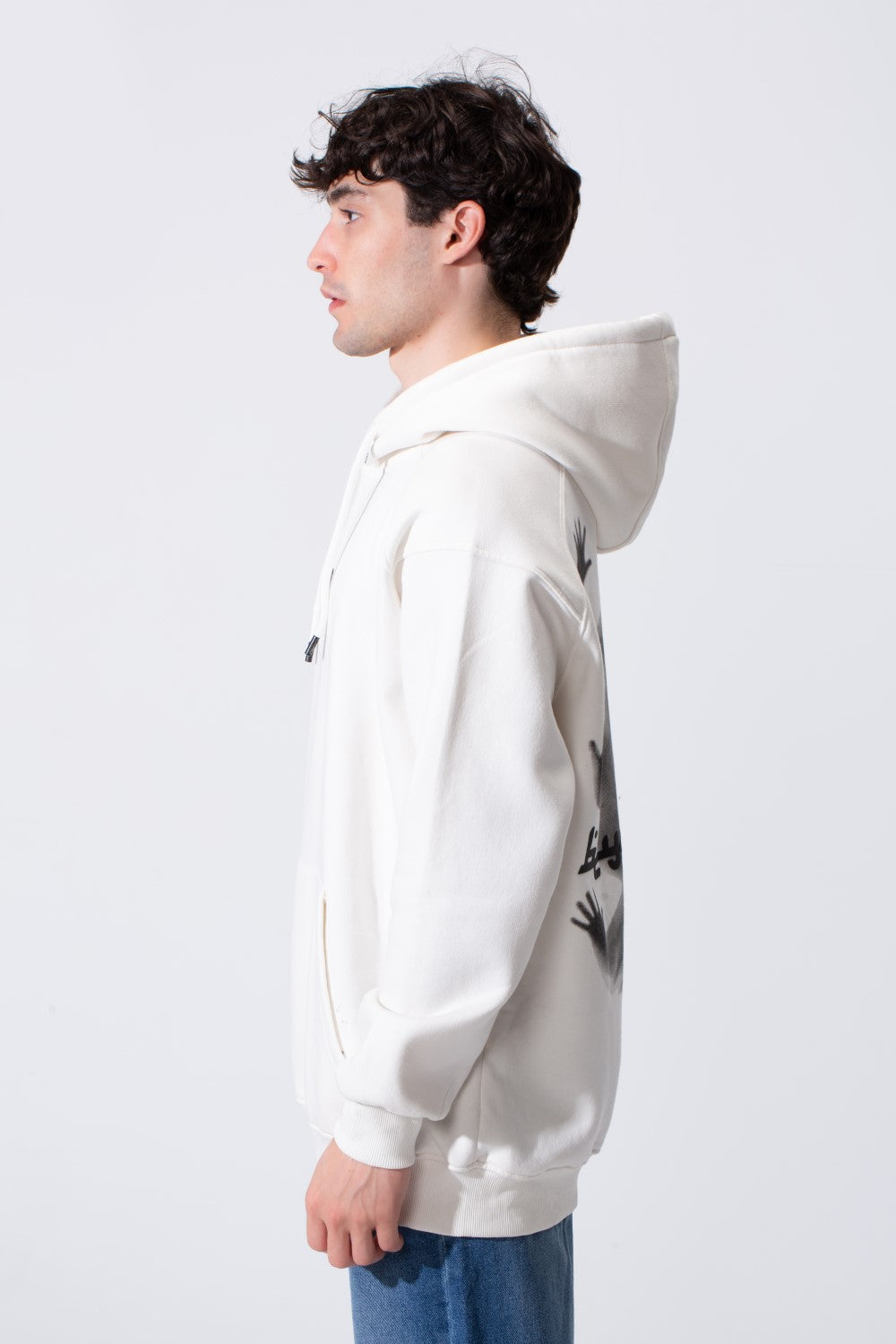 Men's Regular Fit Melton Sweatshirt With Graphic Print And Hood