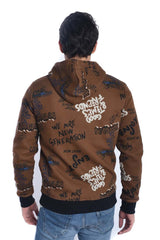 Men's Slim Fit Hooded Printed Sweatshirt With Full Zipper
