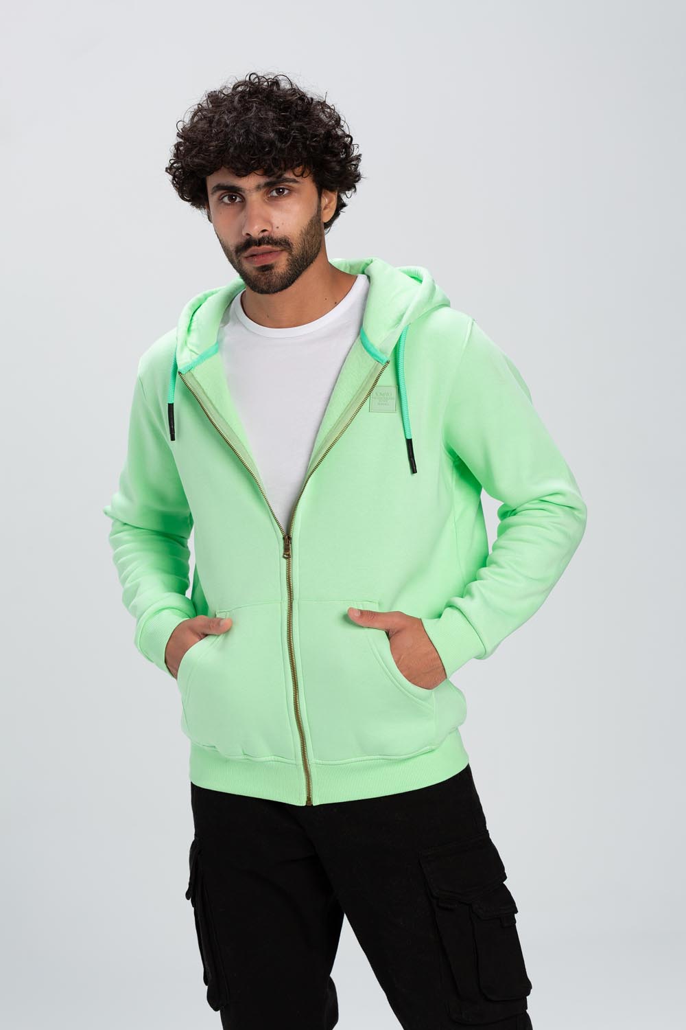 Men's Padded Hooded Full Zipper Made Of Soft Melton Basic Sweatshirt