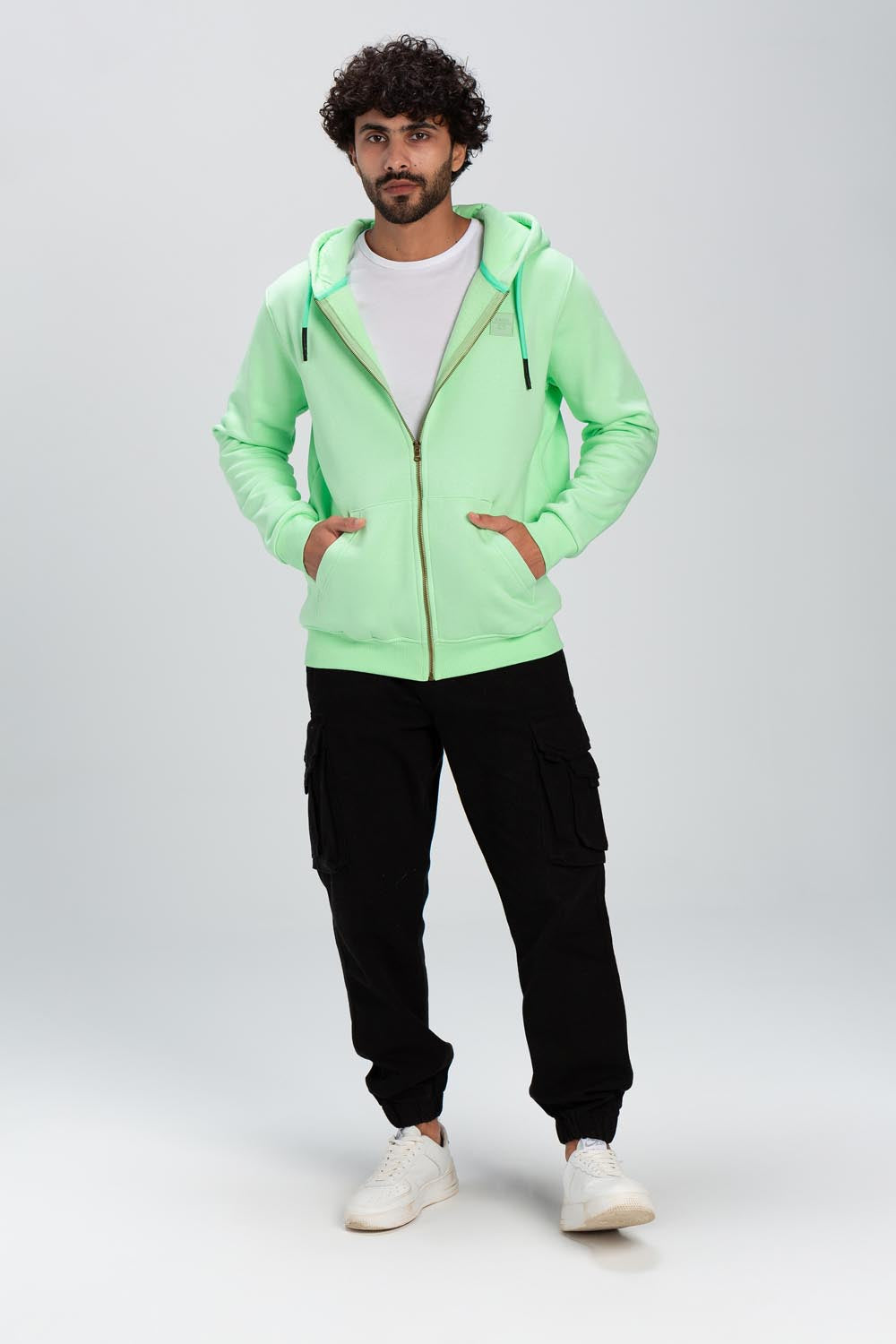 Men's Padded Hooded Full Zipper Made Of Soft Melton Basic Sweatshirt