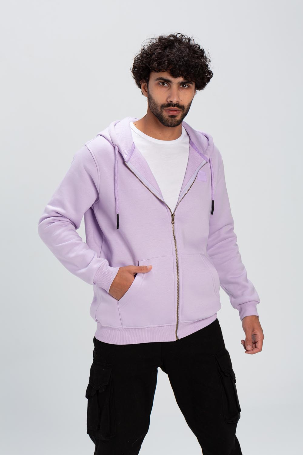 Men's Padded Hooded Full Zipper Made Of Soft Melton Basic Sweatshirt