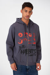 Men's Hooded Zipper Sweatshirt In Melton material