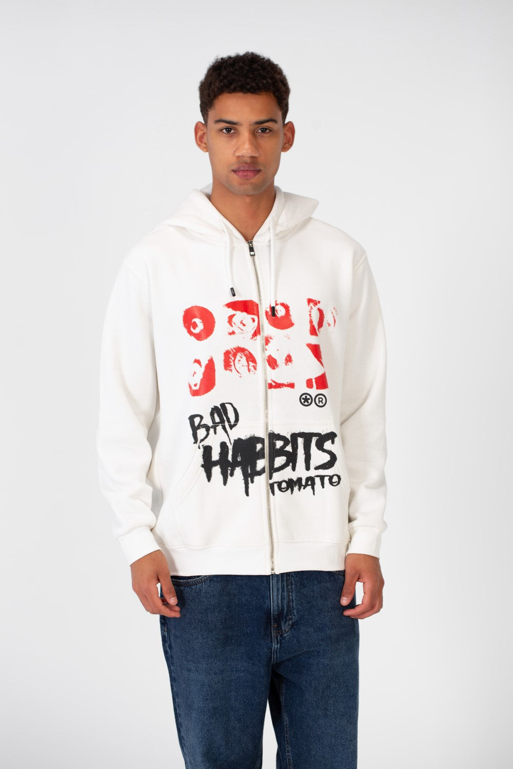 Men's Hooded Zipper Sweatshirt In Melton material