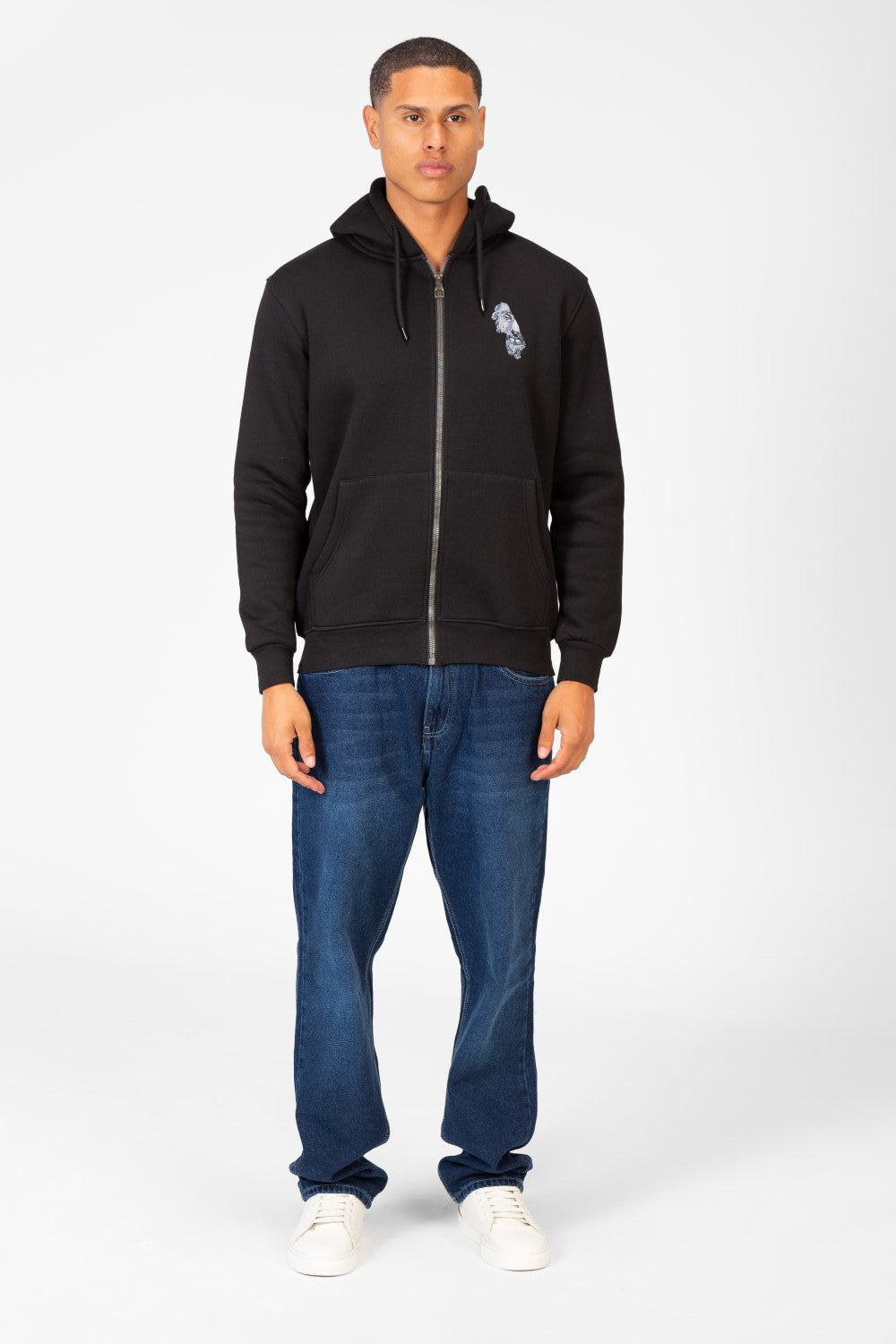 Men's Hood Sweatshirt With Round Neck And Zippers