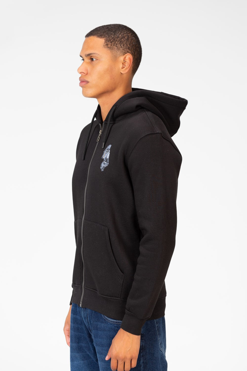 Men's Hood Sweatshirt With Round Neck And Zippers