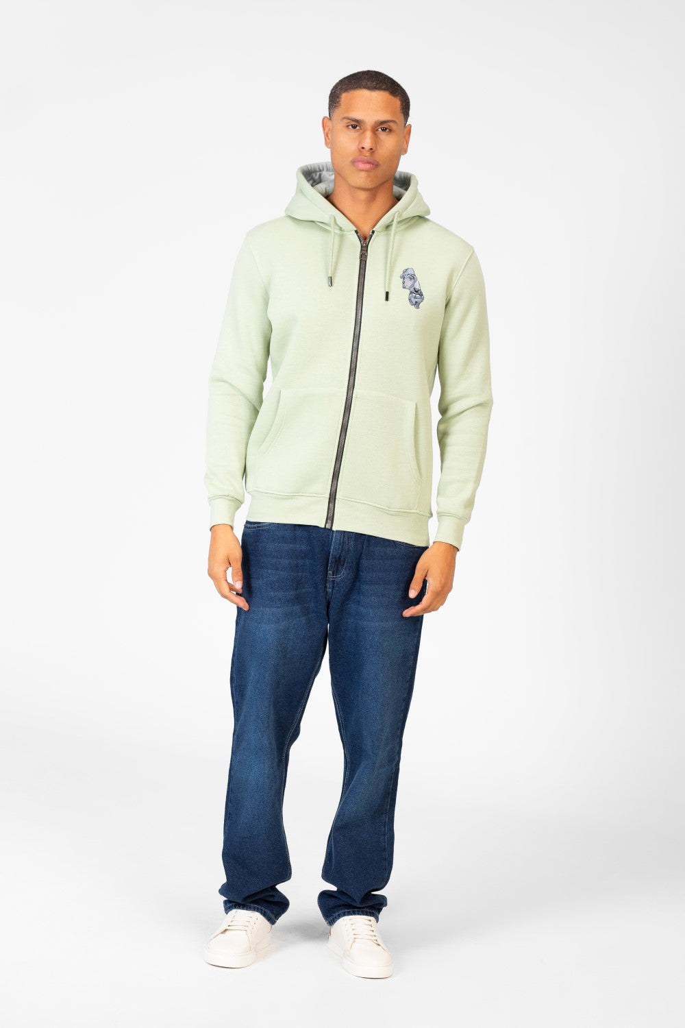 Men's Hood Sweatshirt With Round Neck And Zippers