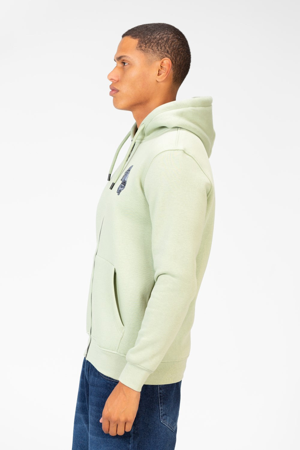 Men's Hood Sweatshirt With Round Neck And Zippers