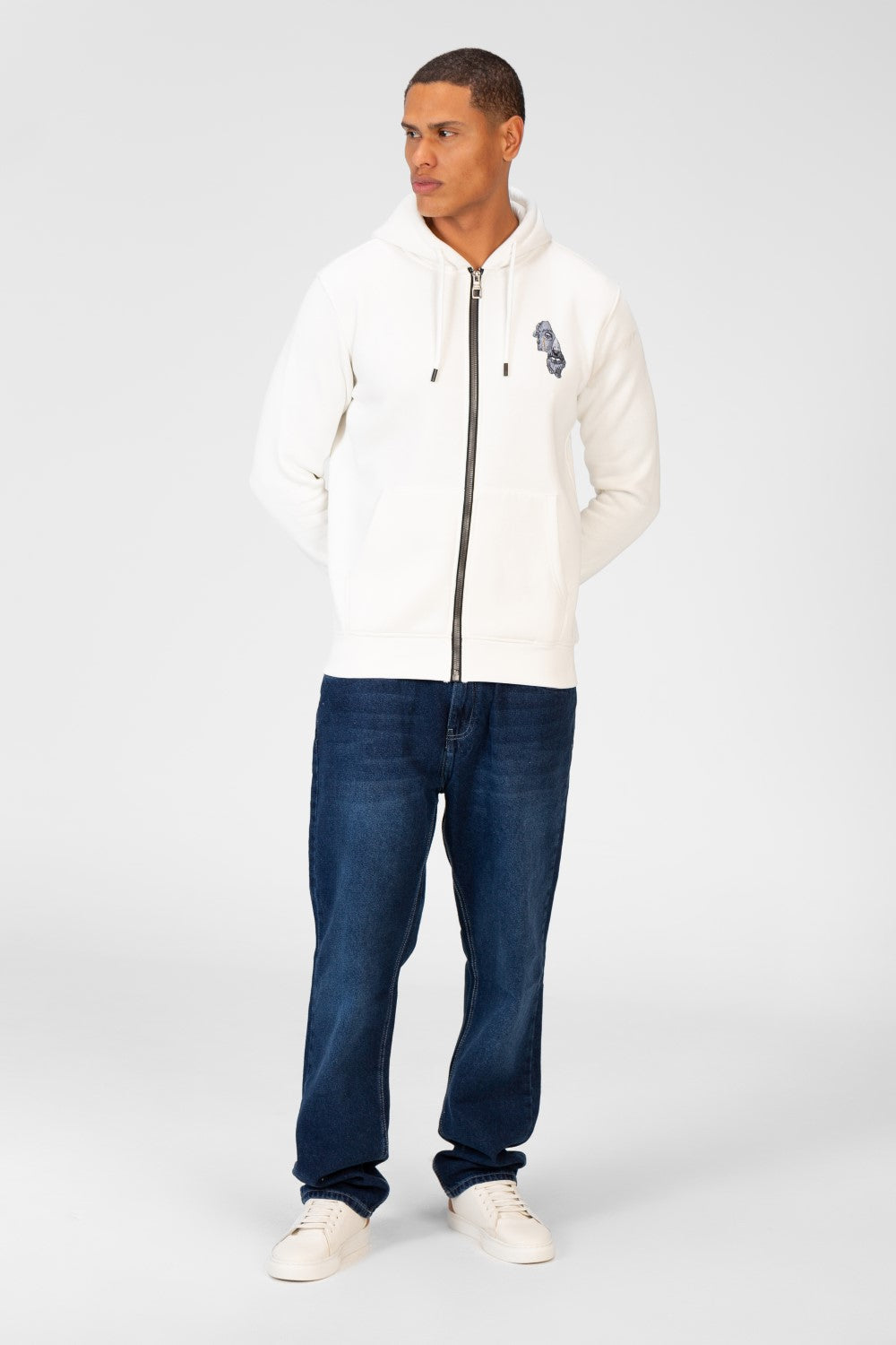Men's Hood Sweatshirt With Round Neck And Zippers