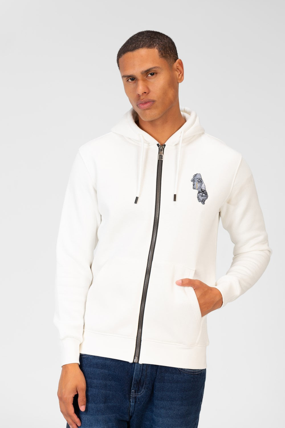 Men's Hood Sweatshirt With Round Neck And Zippers