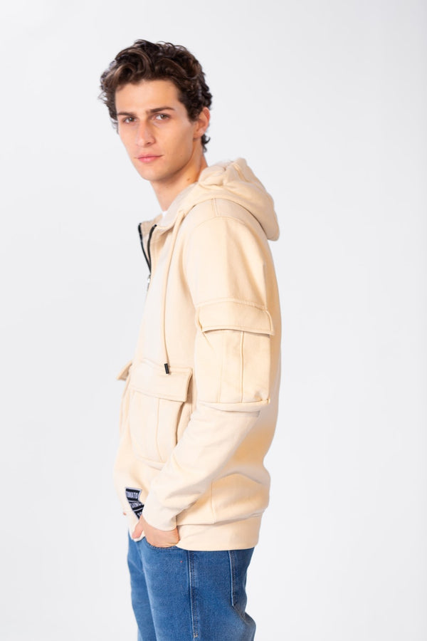 Men's Sweatshirt With Front Zipper And Pockets
