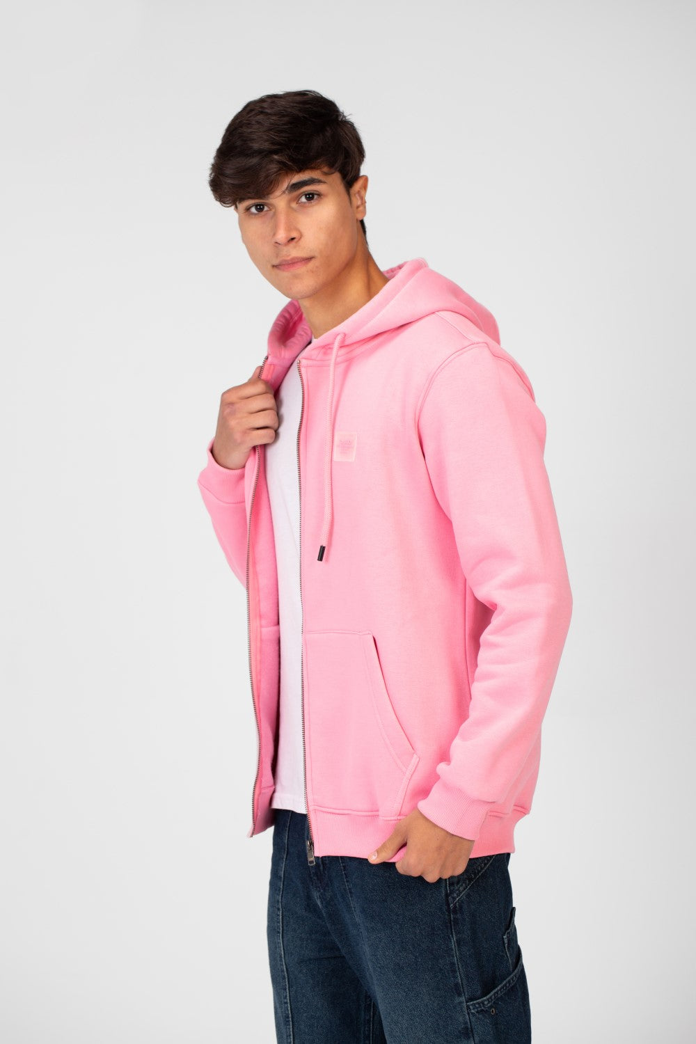 سويت شيرت أساسي للرجال بغطاء رأس وسحاب أمامي