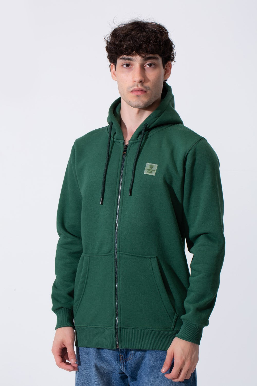 Men's Tomato Slim Fit Hood Sweatshirt With Full Front Zipper And Pockets