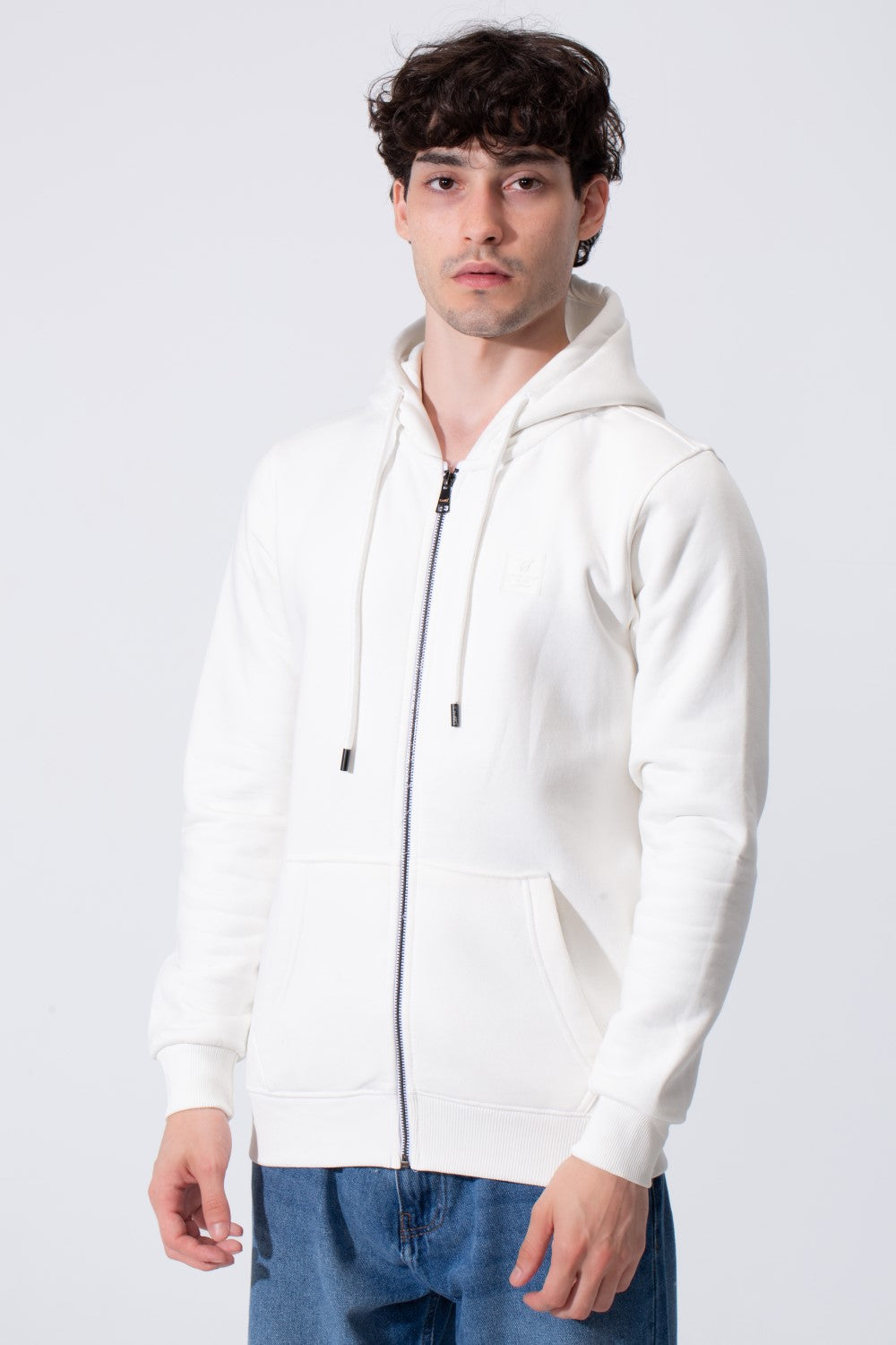 Men's Tomato Slim Fit Hood Sweatshirt With Full Front Zipper And Pockets