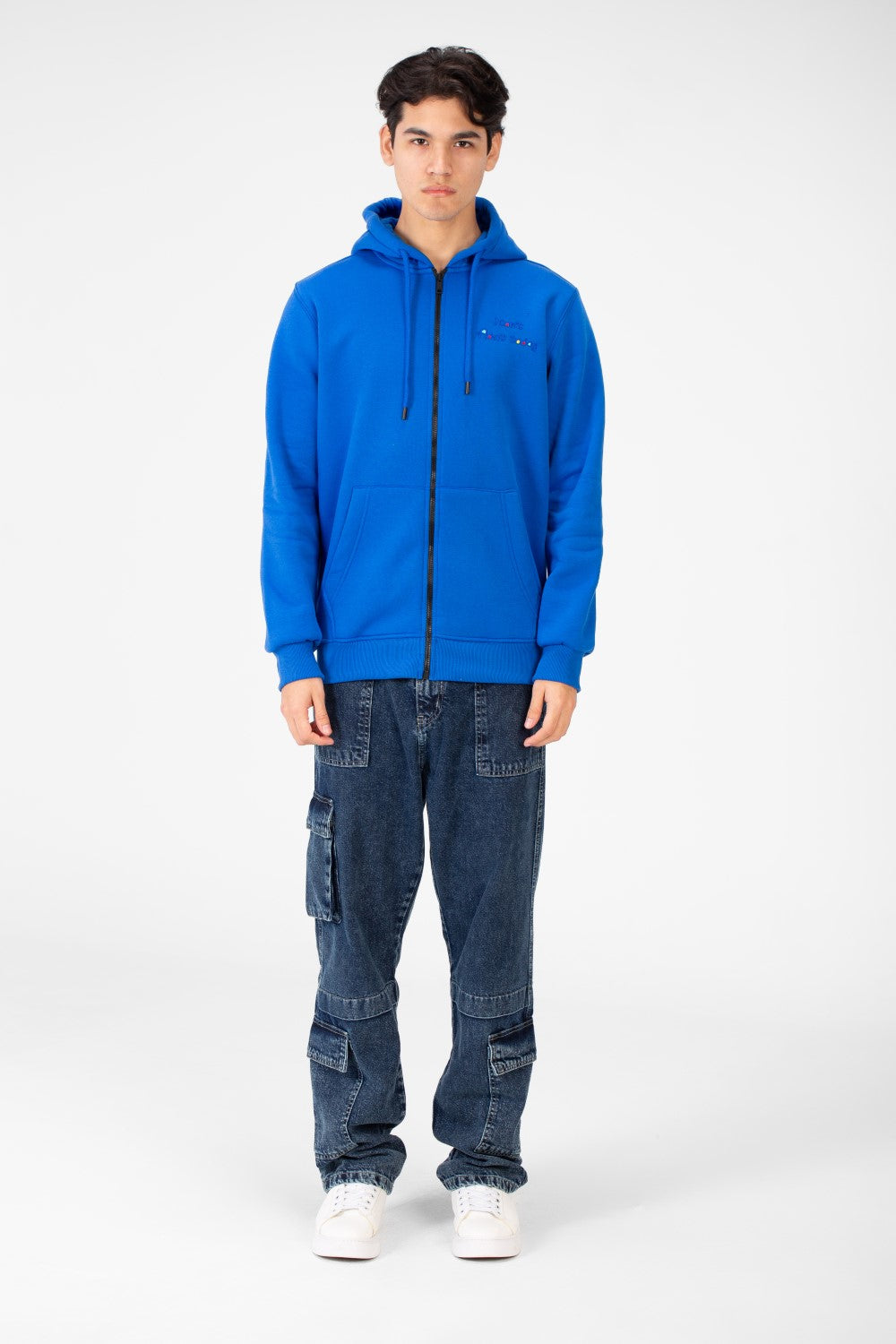 Men's Printed Hood Sweatshirt With Full Zipper Closure