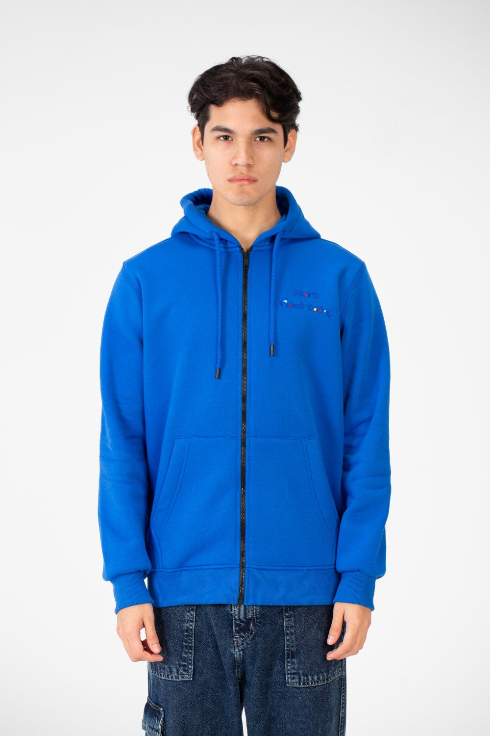 Men's Printed Hood Sweatshirt With Full Zipper Closure