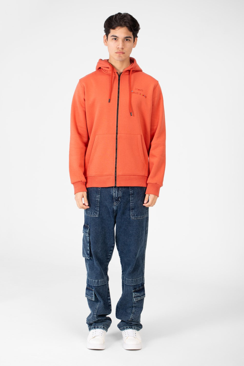 Men's Printed Hood Sweatshirt With Full Zipper Closure