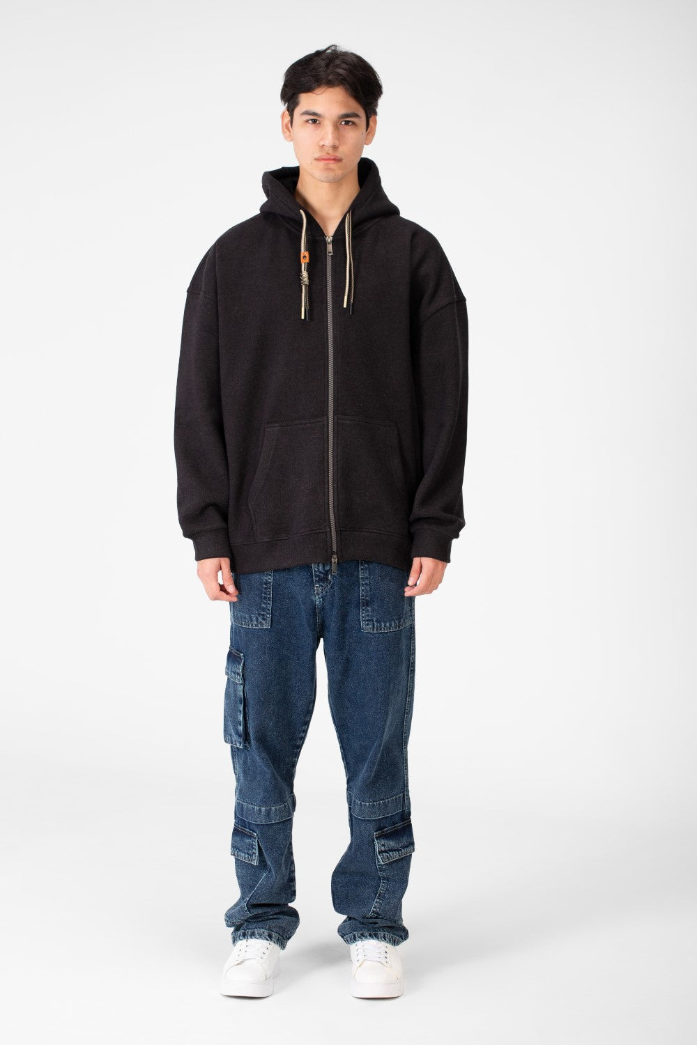 Men's Oversized Basic Hood Sweatshirt With Full Zippers