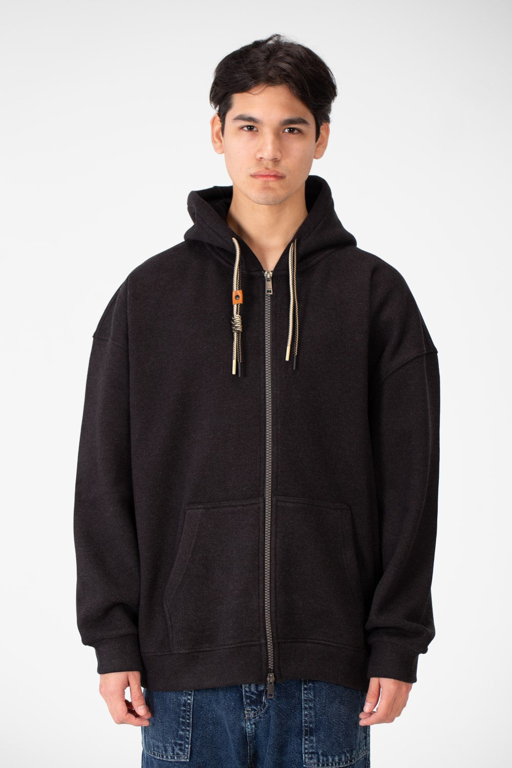 Men's Oversized Basic Hood Sweatshirt With Full Zippers