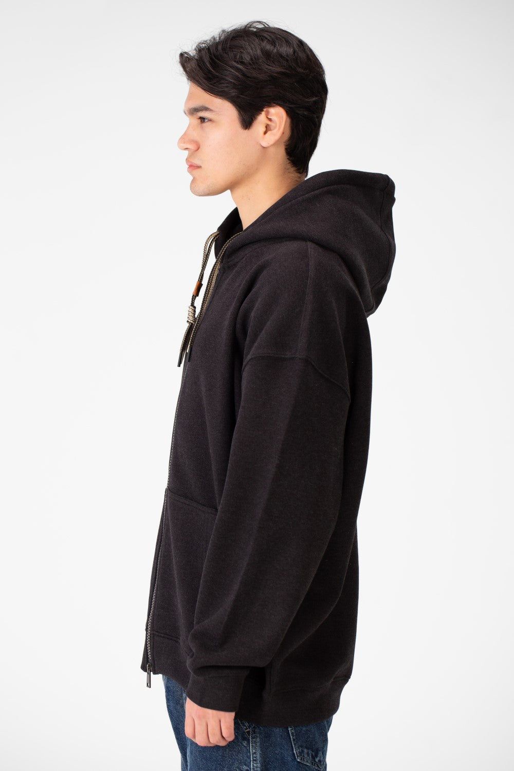 Men's Oversized Basic Hood Sweatshirt With Full Zippers