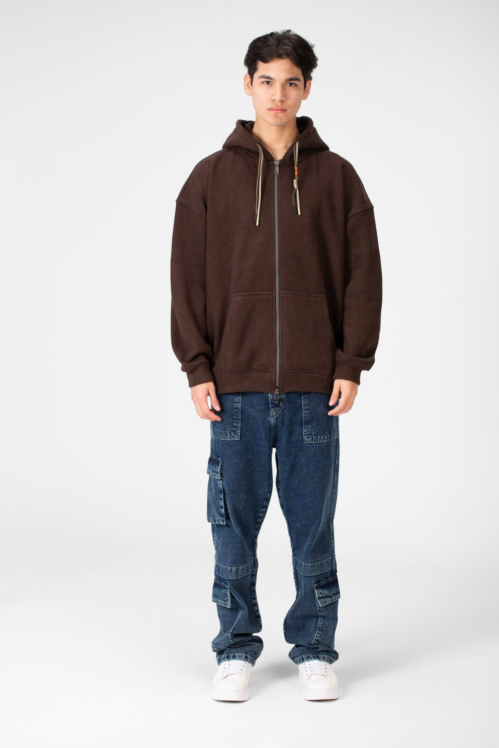 Men's Oversized Basic Hood Sweatshirt With Full Zippers