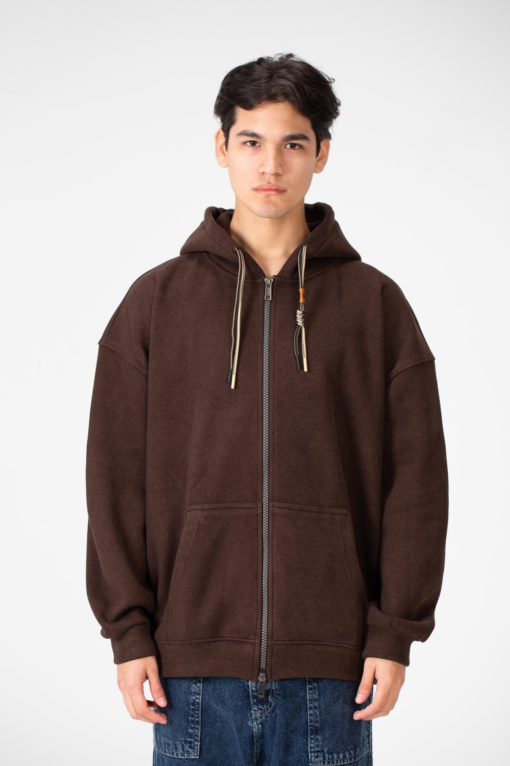Men's Oversized Basic Hood Sweatshirt With Full Zippers
