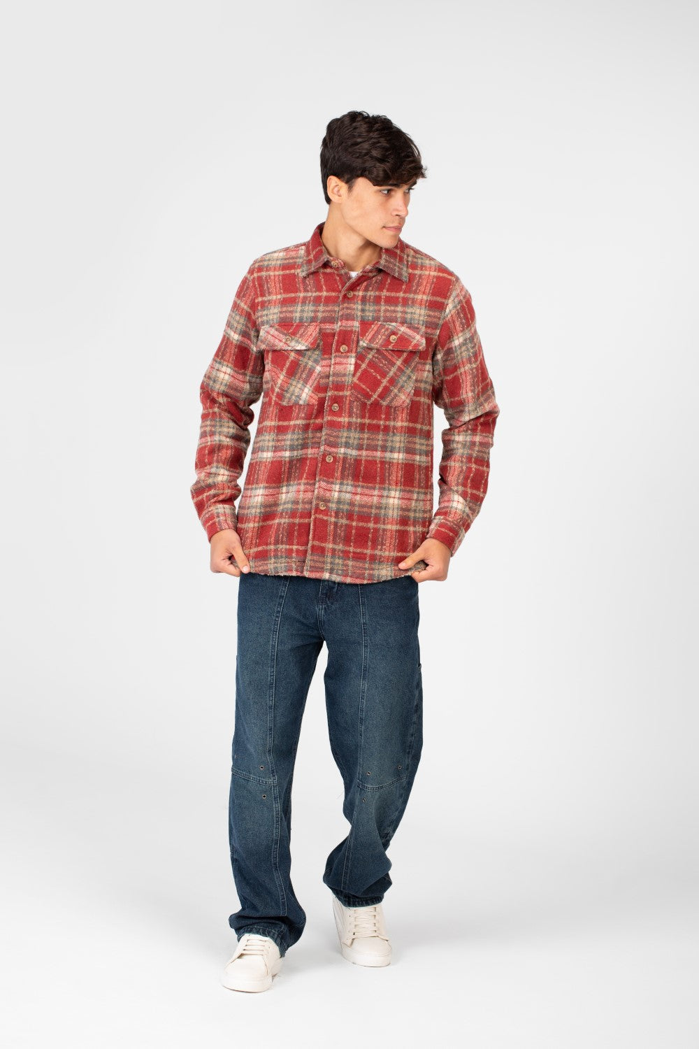 Men's Winter Fur Padded Shirt With Front Pockets