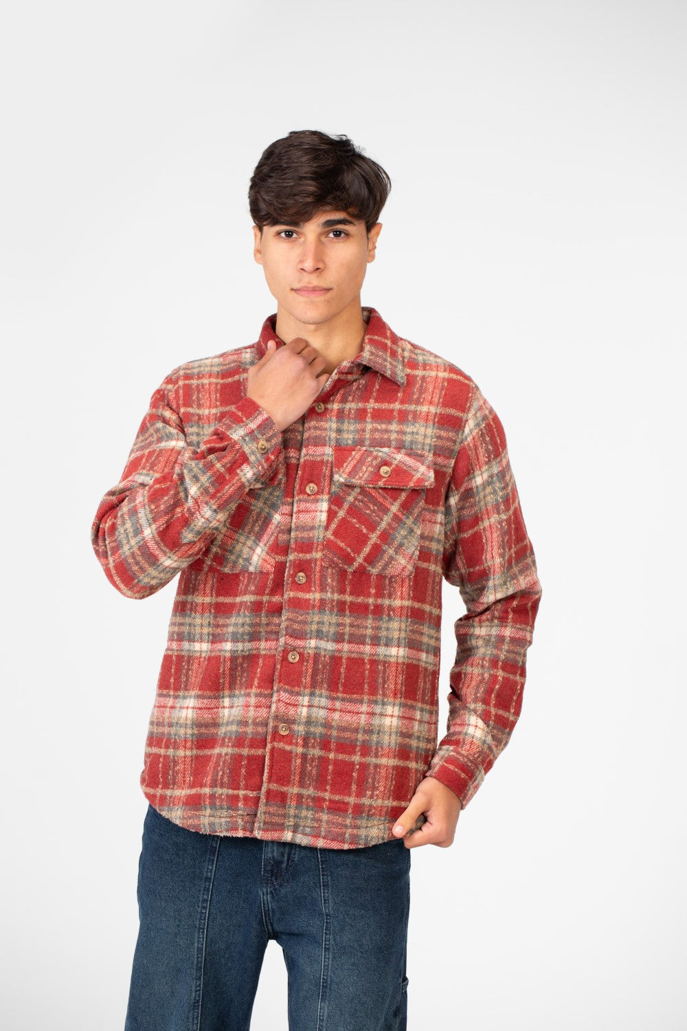 Men's Winter Fur Padded Shirt With Front Pockets
