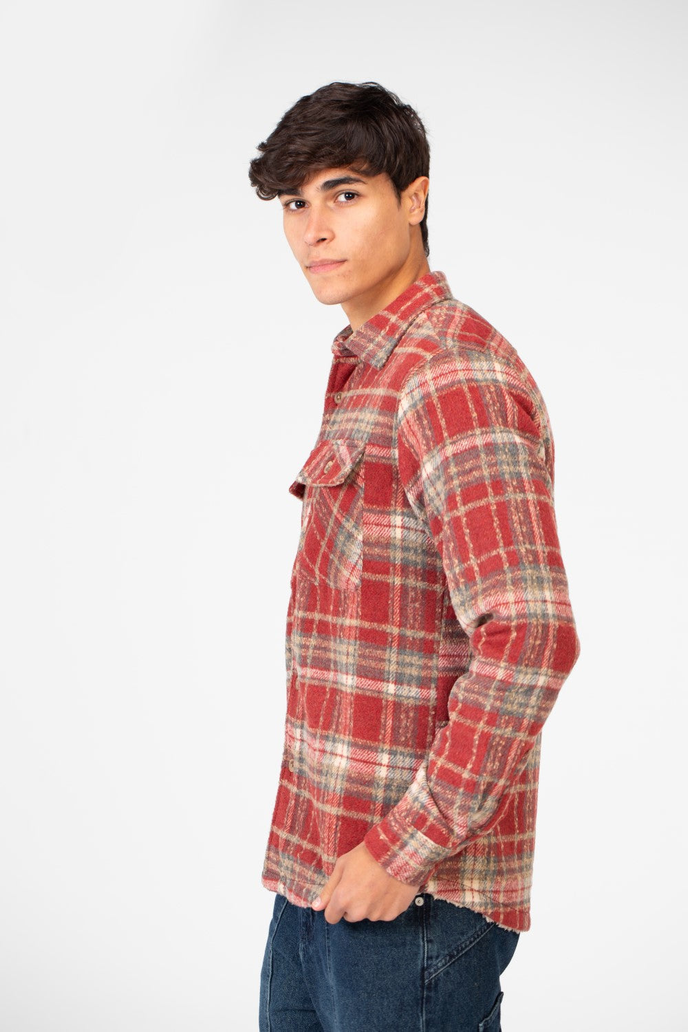 Men's Winter Fur Padded Shirt With Front Pockets