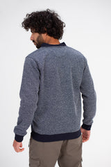 Men's Slim Fit Full Zipper Padded Front Chest Printed Melton Sweatshirt