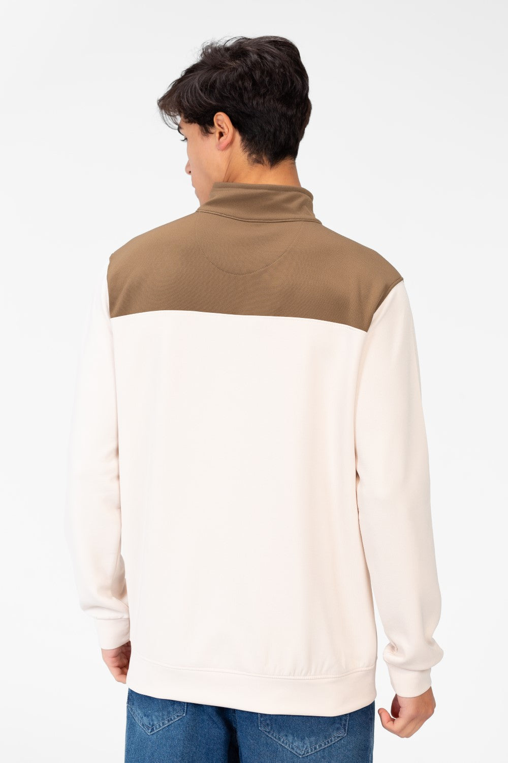 Men's Sweatshirt With High Collar And Zipper Closure