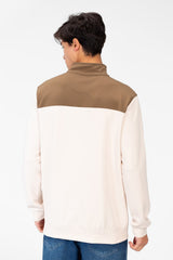 Men's Sweatshirt With High Collar And Zipper Closure