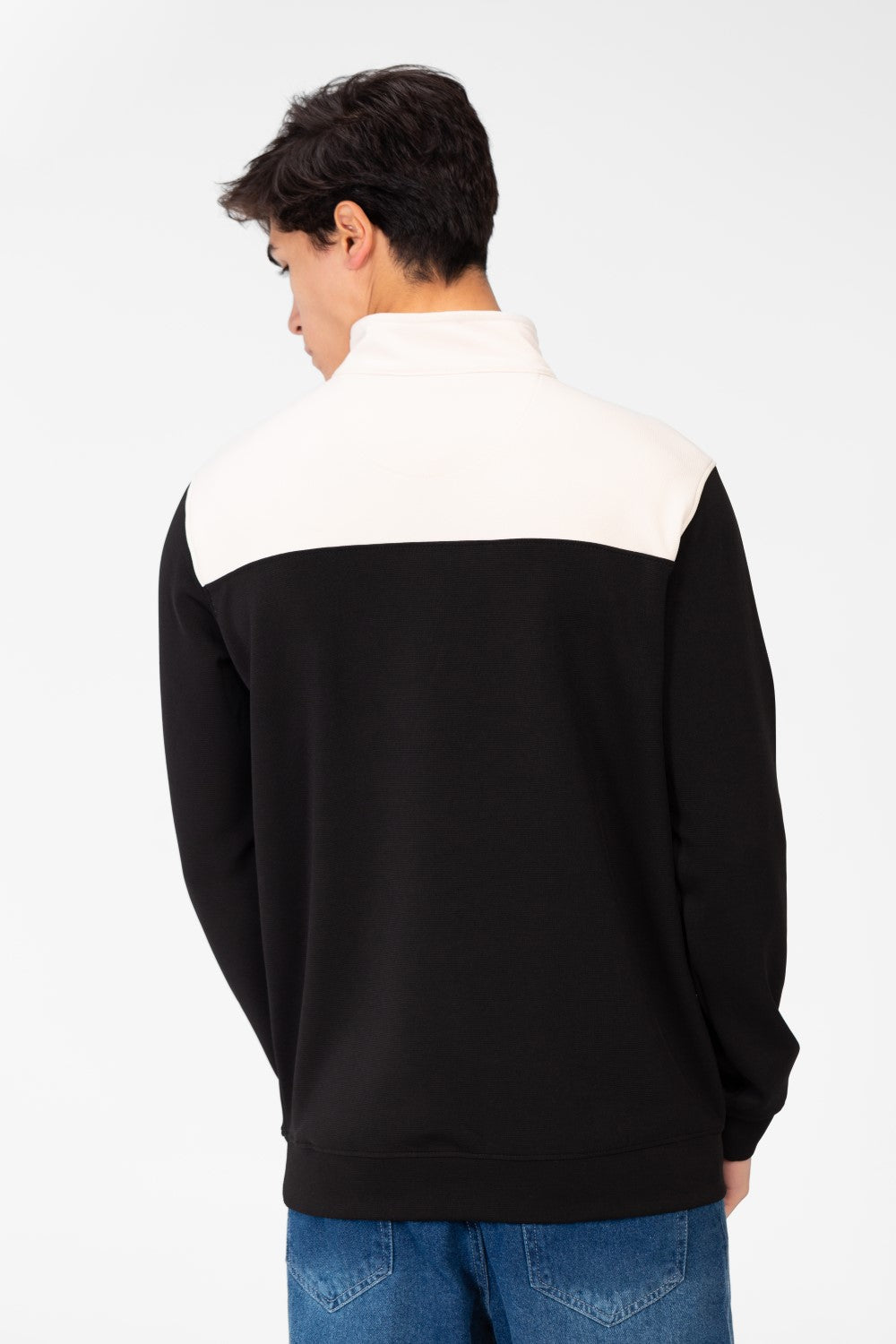 Men's Sweatshirt With High Collar And Zipper Closure