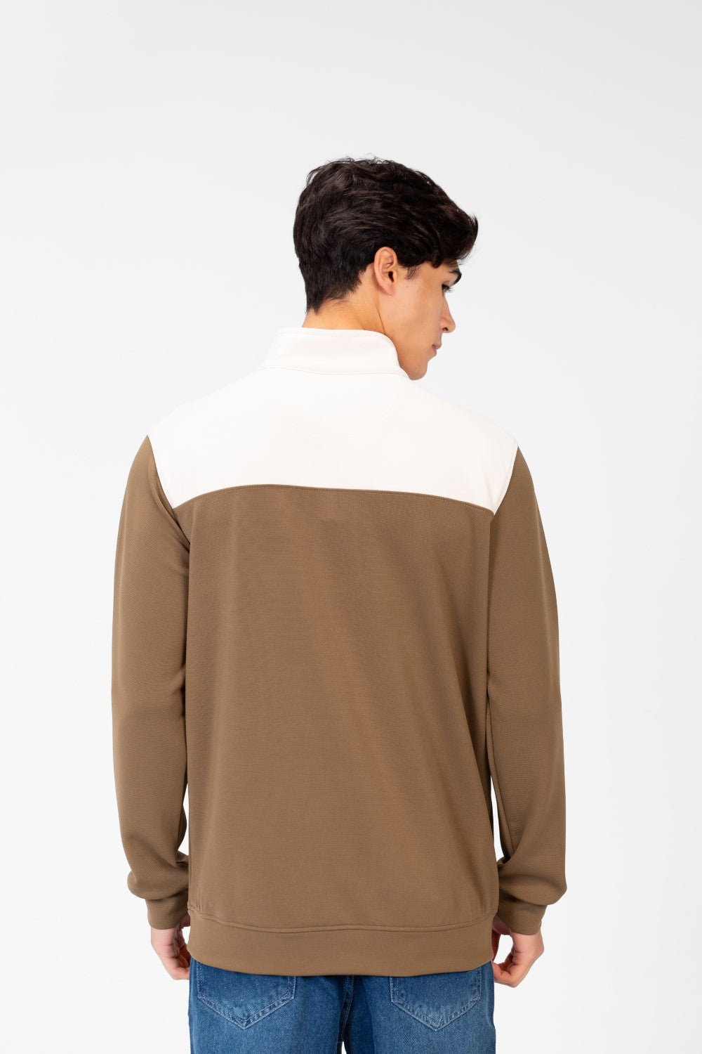 Men's Sweatshirt With High Collar And Zipper Closure