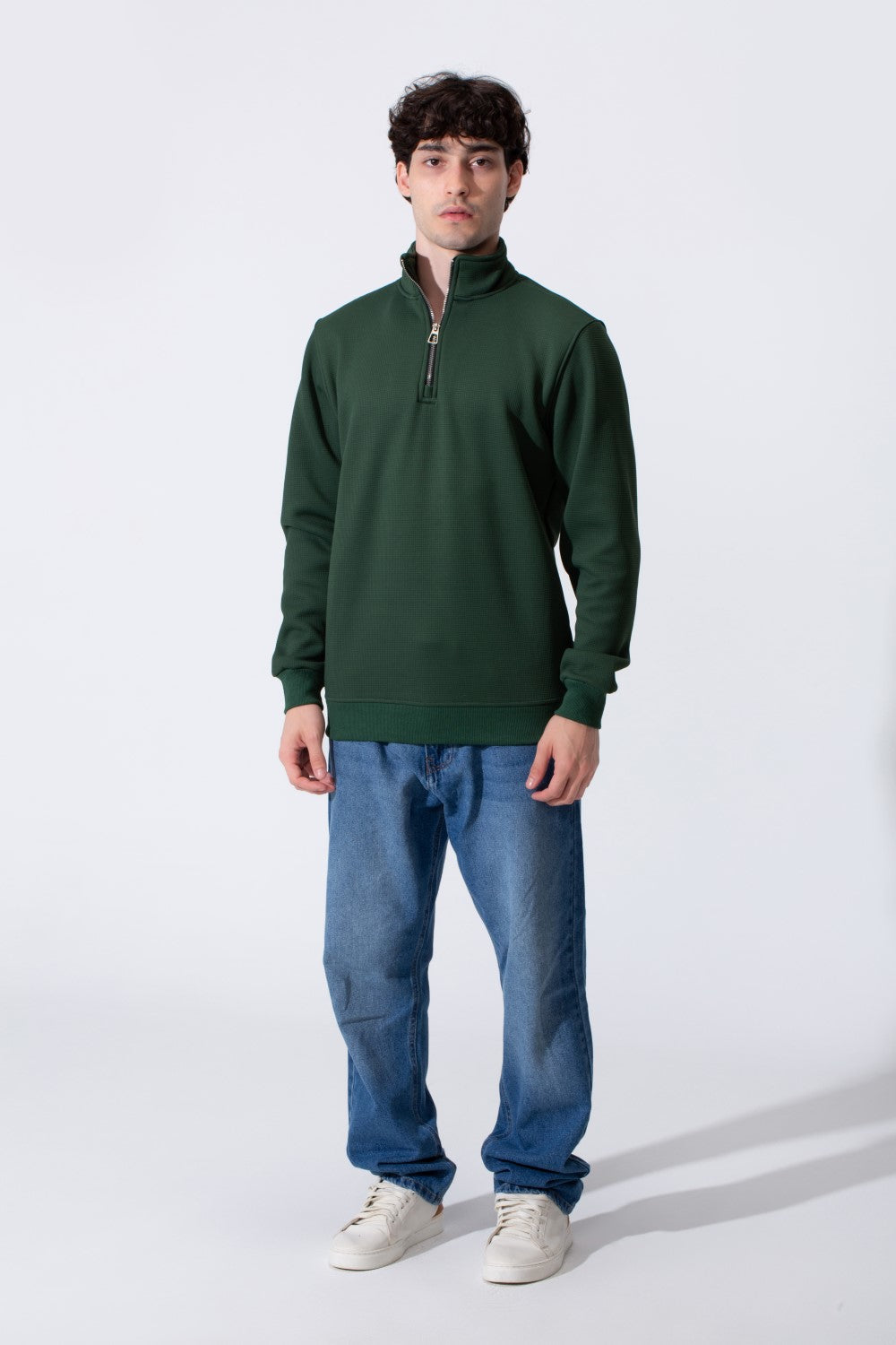 Men's Basic Half-Zip Slim Fit Long Sleeve Sweatshirt