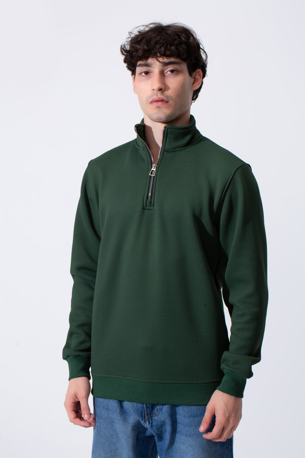 Men's Basic Half-Zip Slim Fit Long Sleeve Sweatshirt