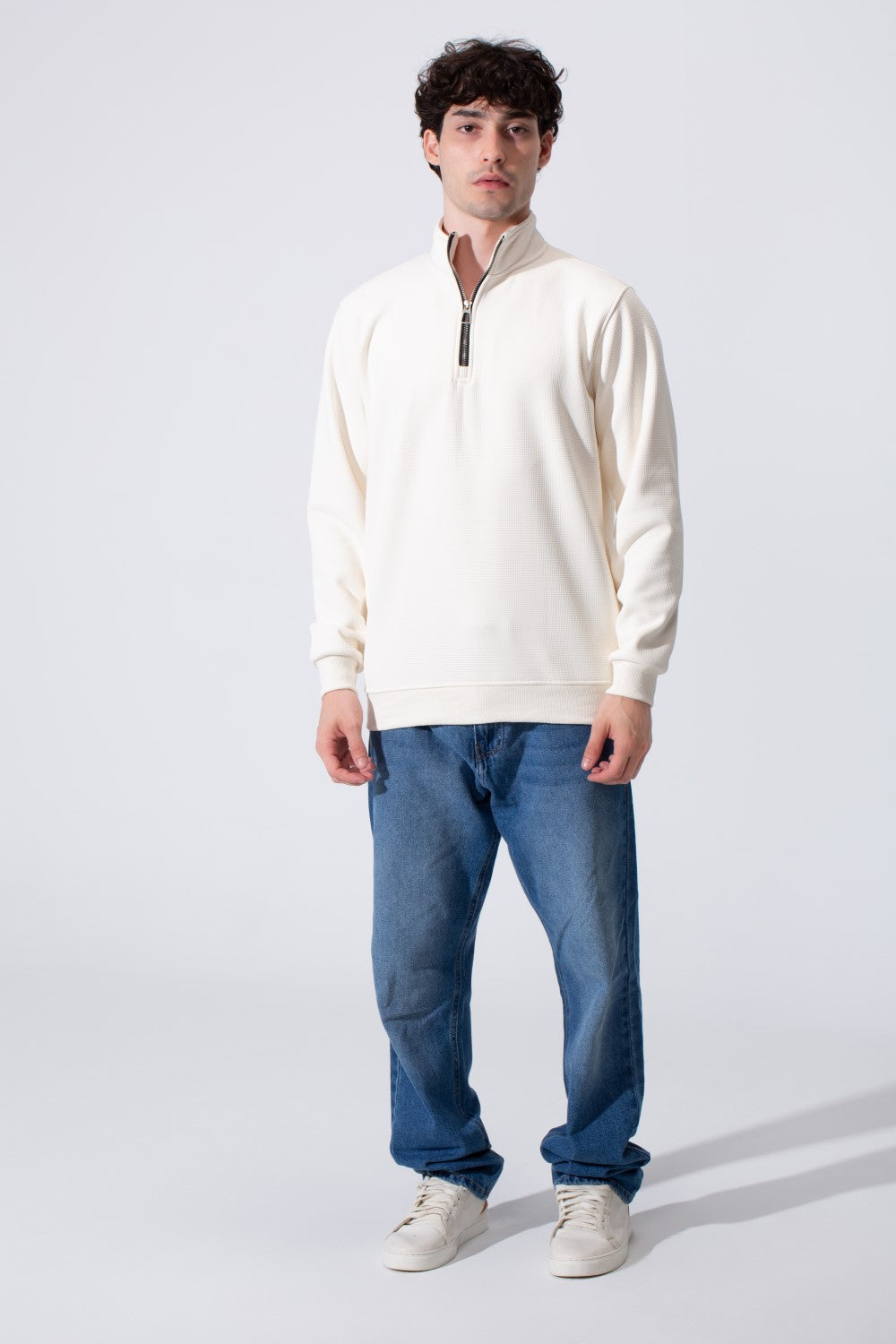Men's Basic Half-Zip Slim Fit Long Sleeve Sweatshirt