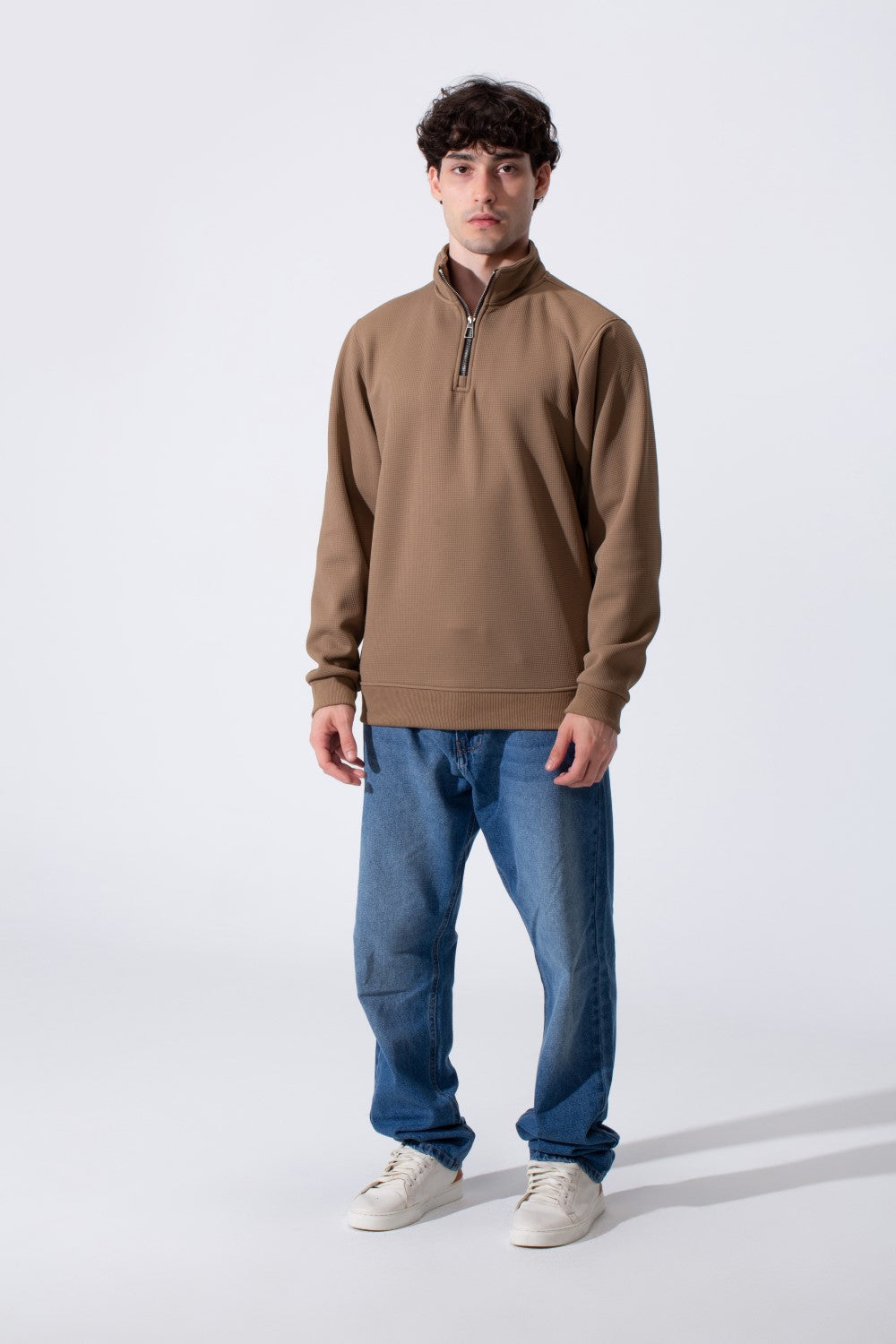 Men's Basic Half-Zip Slim Fit Long Sleeve Sweatshirt