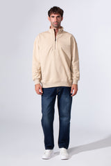 Men's Half Zip Melton Regular Fit Sweatshirt With A Distinctive Back Print